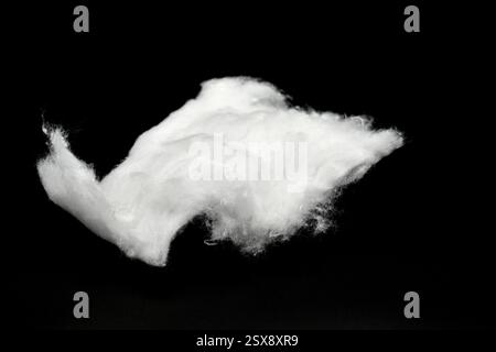A piece of medical cotton wool lies freely on a black background. Stock Photo