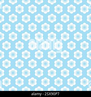 Floral ethnic fabric seamless pattern minimal style on light blue color background Stock Vector
