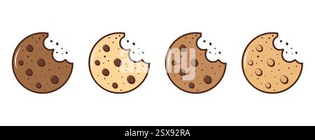 Cookie vector set. Biscuit and snack vector icon, Bakery dessert food. Vector illustration Stock Vector
