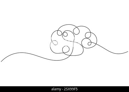 Human brain continuous one line drawing and minimalist style isolate outline vector illustration Stock Vector