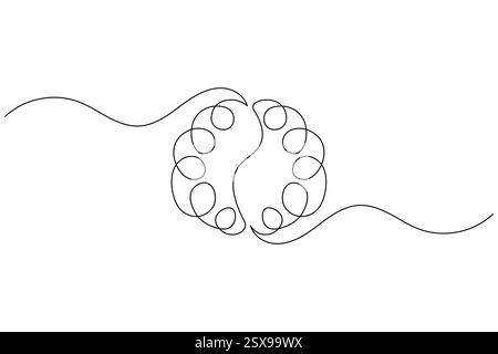 Human brain continuous one line drawing and minimalist style isolate outline vector illustration Stock Vector