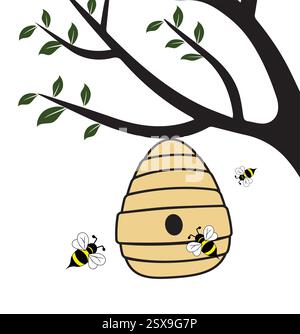 beehive on a tree Stock Vector