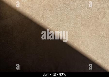 Beige sofa couch fabric material sample texture as background, top view Stock Photo