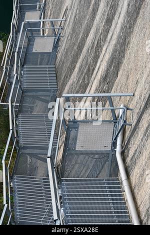 Abstract View of Metal Access Ladder, Steps or Staircase Giving Access to the Bimont Dam or Barrage near Aix-en-Provence Provence France Stock Photo