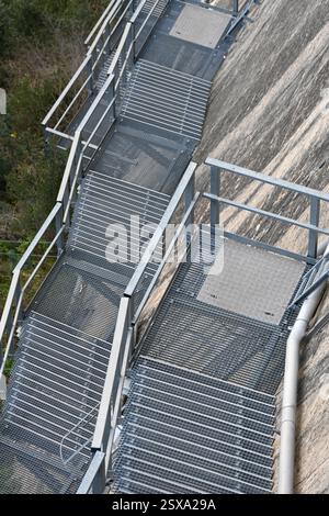 Abstract View of Metal Access Ladder, Steps or Staircase Giving Access to the Bimont Dam or Barrage near Aix-en-Provence Provence France Stock Photo