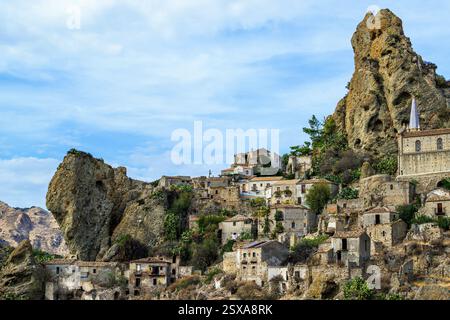 Ghost Town, Pentedattilo Village, Calabria, Italy, Europe Stock Photo