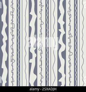 Pattern with vertical irregular wavy lines and organic, meandering forms Stock Vector