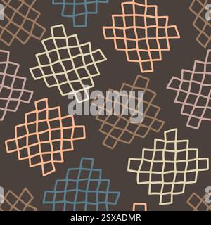 Abstract pattern with a grid-like shapes made of interconnected, slightly irregular squares. Stock Vector