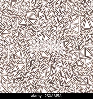 Minimalistic triangles background. Small triangles size. Monotone style. Geometric shapes outlined. Repeatable pattern. Earth tones. Stock Vector