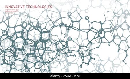Abstract molecular network structure. Interconnected organic shapes create a complex mesh. Science, biotechnology, and nanotechnology visualization Stock Vector