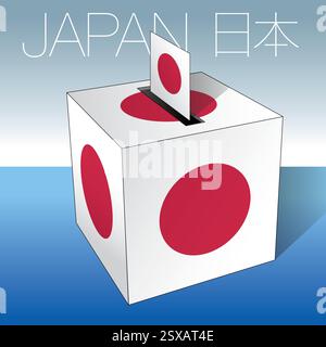 Japanese elections, Japan, ballot box with national flag, vector illustration Stock Vector