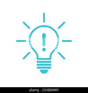 Idea Power, The Lightbulb Icon, Isolated on white, Blue icon set Stock Vector