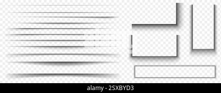Set of rectangular paper page or packing box shadow effects. Blurry ...