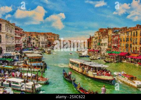 Traffic, Grand Canal, Venice, Veneto, Italy. Stock Photo