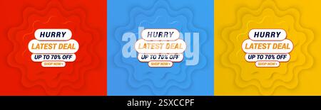 Banner template for end-of-year sales. Red vector illustration. "Special offer" design template.  Exclusive Discount. Updated Offer. Super shop label Stock Vector