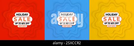 Banner template for end-of-year sales. Red vector illustration. "Special offer" design template.  Exclusive Discount. Updated Offer. Super shop label Stock Vector