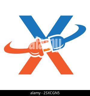 Initial Electric Logo On Letter X Concept With Electric Plug Symbol Vector And Template Stock Vector