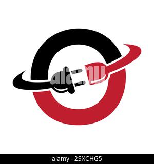 Initial Electric Logo On Letter O Concept With Electric Plug Symbol Vector And Template Stock Vector