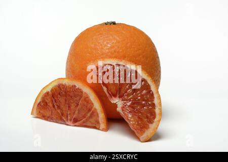 Blood orange and halved slices, orange Stock Photo
