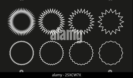 Wavy edge round line frame. Stock Vector