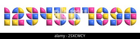 3d geometric number set Stock Vector