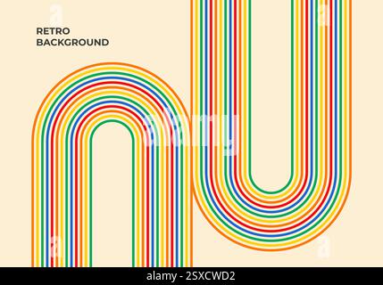 Retro background with colorful lines Stock Vector
