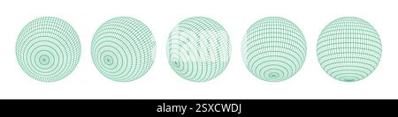 Wireframe spheres collection Stock Vector