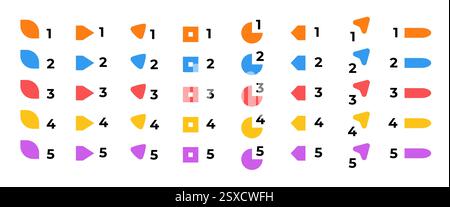 Bright colorful number bullet points collection Stock Vector