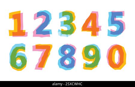 Hand drawn rough numbers set 1234567890 Stock Vector