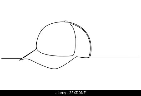 hat cap continuous one line drawing vector illustration, hiking adventure cap hat, trip, travel, Continuous line drawing of baseball cap Stock Vector