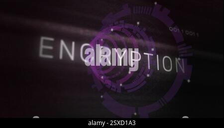 Image of encryption text and data processing over black background Stock Photo