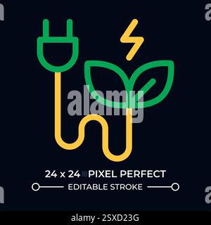 Green electricity dark color line ui icon Stock Vector