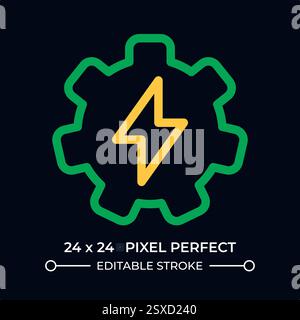 Gear with lightning dark color line ui icon Stock Vector