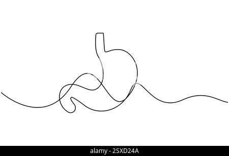 Single continuous line of Stomach. Line art of Stomach human organ Stock Vector