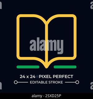 Open book dark color line ui icon Stock Vector