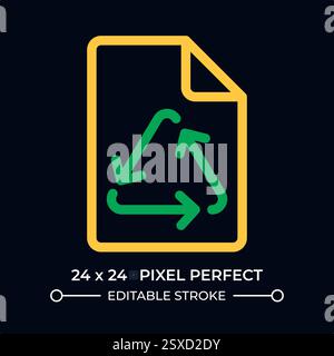 Paper sheet with recycling symbol dark color line ui icon Stock Vector