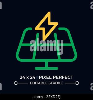 Solar panel dark color line ui icon Stock Vector