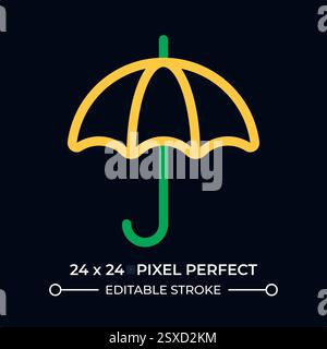 Open umbrella dark color line ui icon Stock Vector