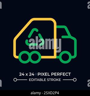 Garbage truck dark color line ui icon Stock Vector