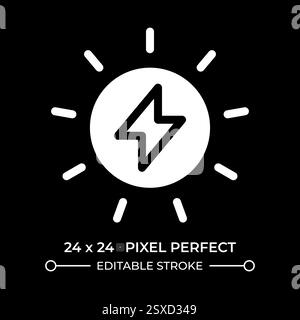 Sun power glyph ui icon isolated on black Stock Vector