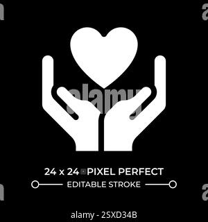 Charity glyph ui icon isolated on black Stock Vector