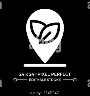 Eco friendly location glyph ui icon isolated on black Stock Vector