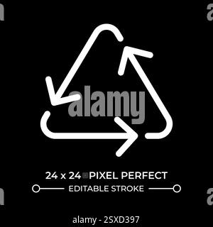 Triangular recycling sign glyph ui icon isolated on black Stock Vector