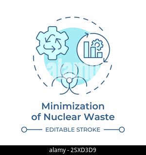Minimization of nuclear waste soft blue concept icon Stock Vector