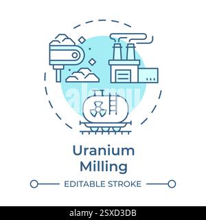 Uranium milling soft blue concept icon Stock Vector