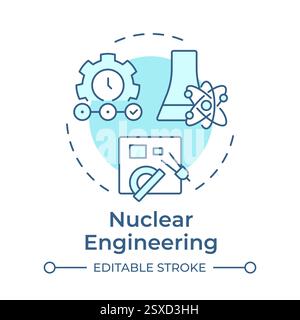 Nuclear engineering soft blue concept icon Stock Vector