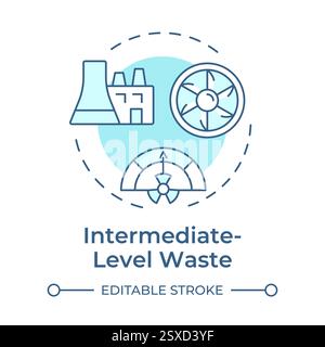Intermediate level waste soft blue concept icon Stock Vector