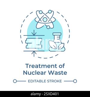 Treatment of nuclear waste soft blue concept icon Stock Vector