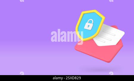 Message security email safe service antivirus system banner copy space vector illustration. Media information protection communication encryption anti Stock Vector