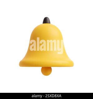 Realistic 3d bell icon with a matte finish on a plain white background vector illustration Stock Vector